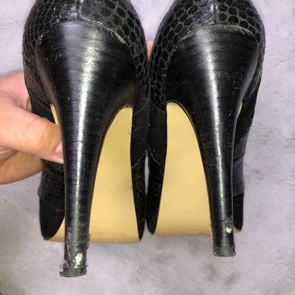 Nine West Snakeskin and Suede Open Toe Pump - Picture 5 of 11